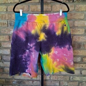 CHAMPION SWEAT SHORTS TIE DYE VINTAGE 90s Y2K UNISEX SIZE L